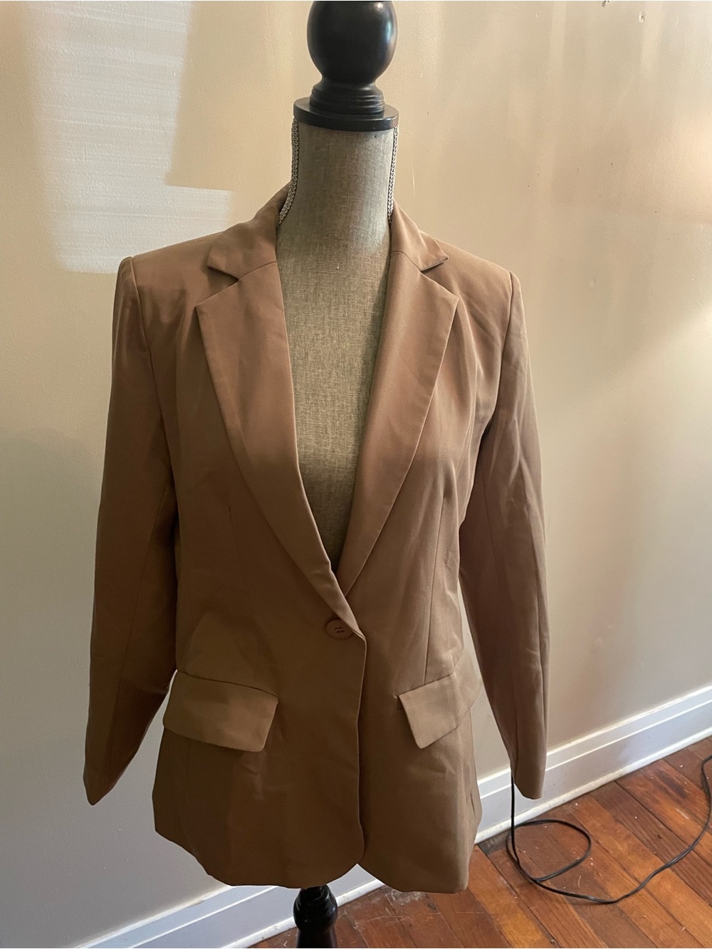 Cicy Bell Dark Khaki Boyfriend Blazer Jacket Medium Office Casual